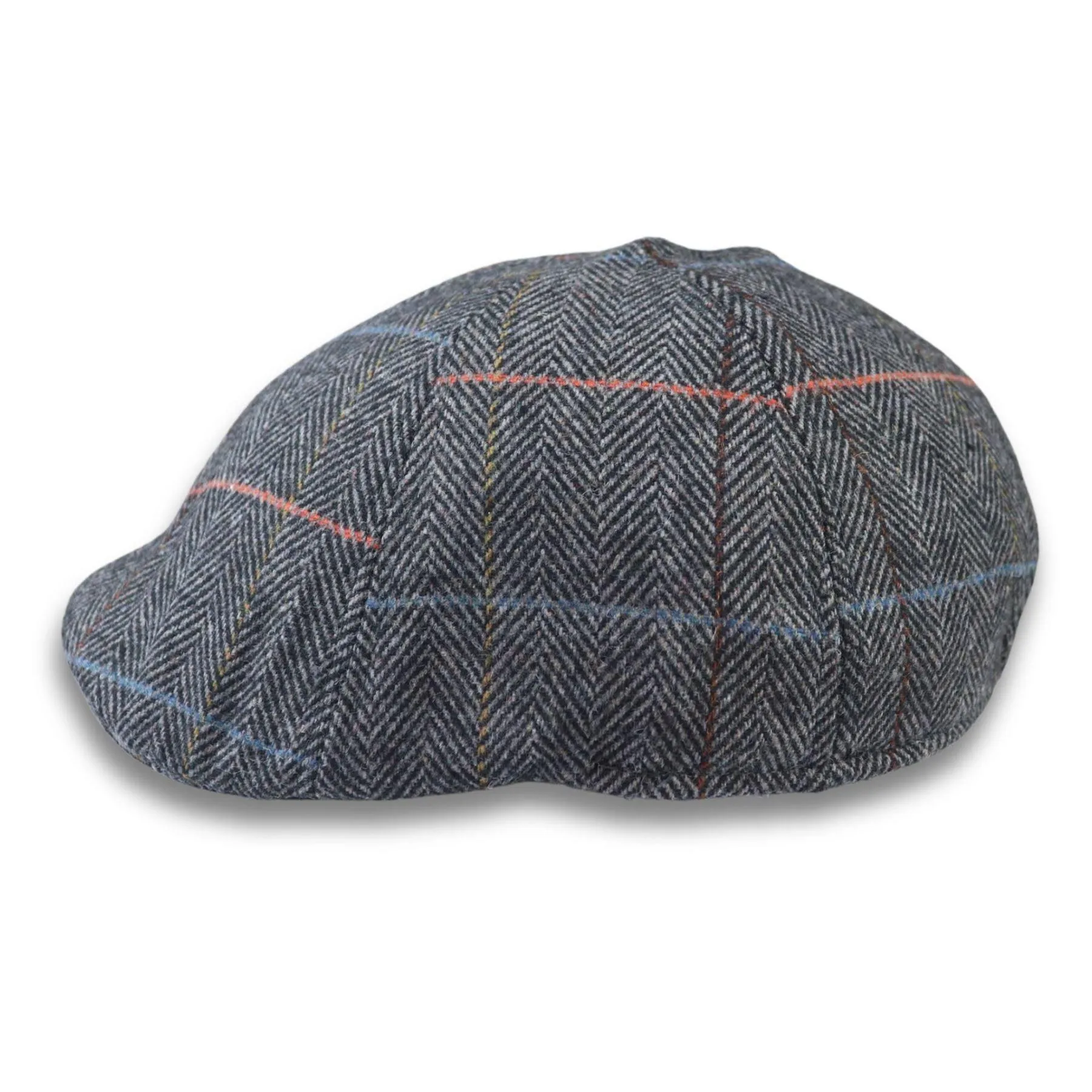 Men's Duckbill Cap Wool Blend Tweed Herringbone Check Gatsby Peaked Ivy 6 Panel Hat