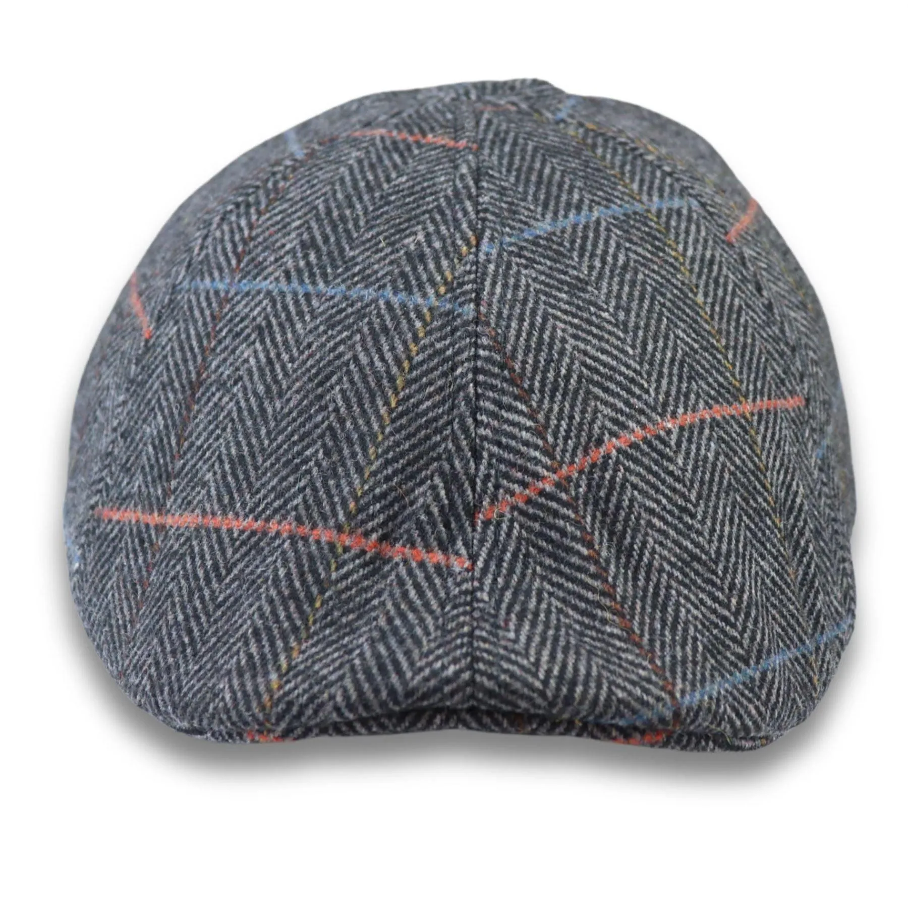 Men's Duckbill Cap Wool Blend Tweed Herringbone Check Gatsby Peaked Ivy 6 Panel Hat