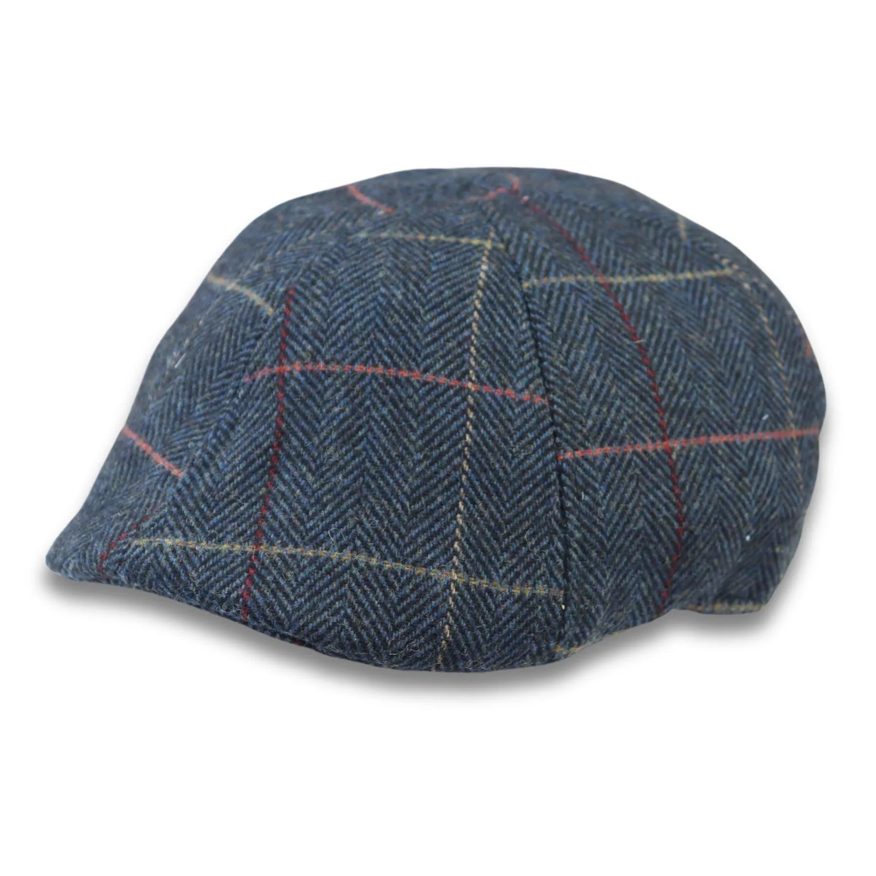 Men's Duckbill Cap Wool Blend Tweed Herringbone Check Gatsby Peaked Ivy 6 Panel Hat
