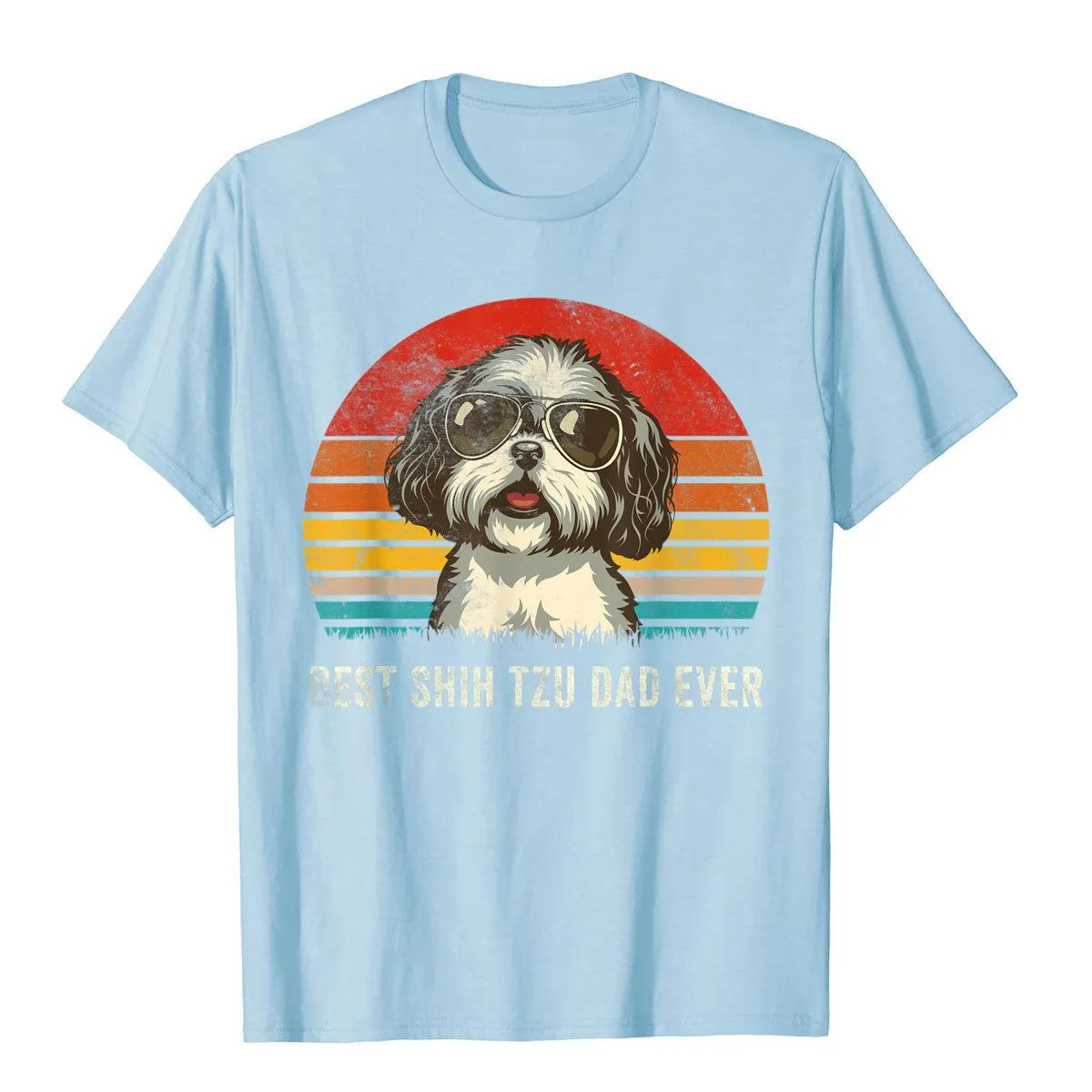 Men's Shih Tzu Dad Ever Funny Shih Tzu Dad Gift Dog Lover T-Shirt Tees Classic Camisas Hombre Cotton 3D Printed