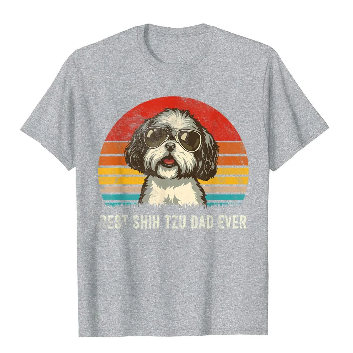 Men's Shih Tzu Dad Ever Funny Shih Tzu Dad Gift Dog Lover T-Shirt Tees Classic Camisas Hombre Cotton 3D Printed