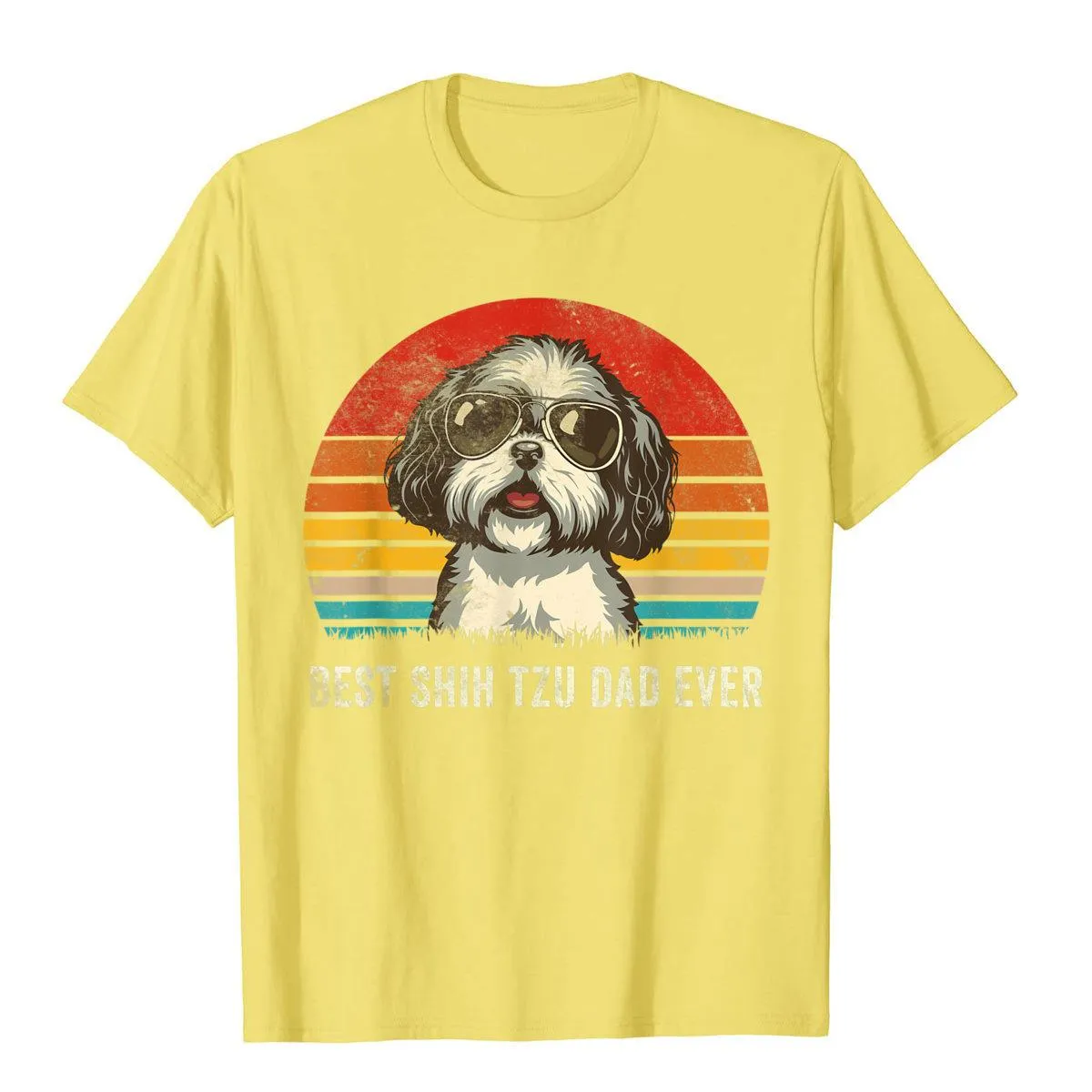 Men's Shih Tzu Dad Ever Funny Shih Tzu Dad Gift Dog Lover T-Shirt Tees Classic Camisas Hombre Cotton 3D Printed
