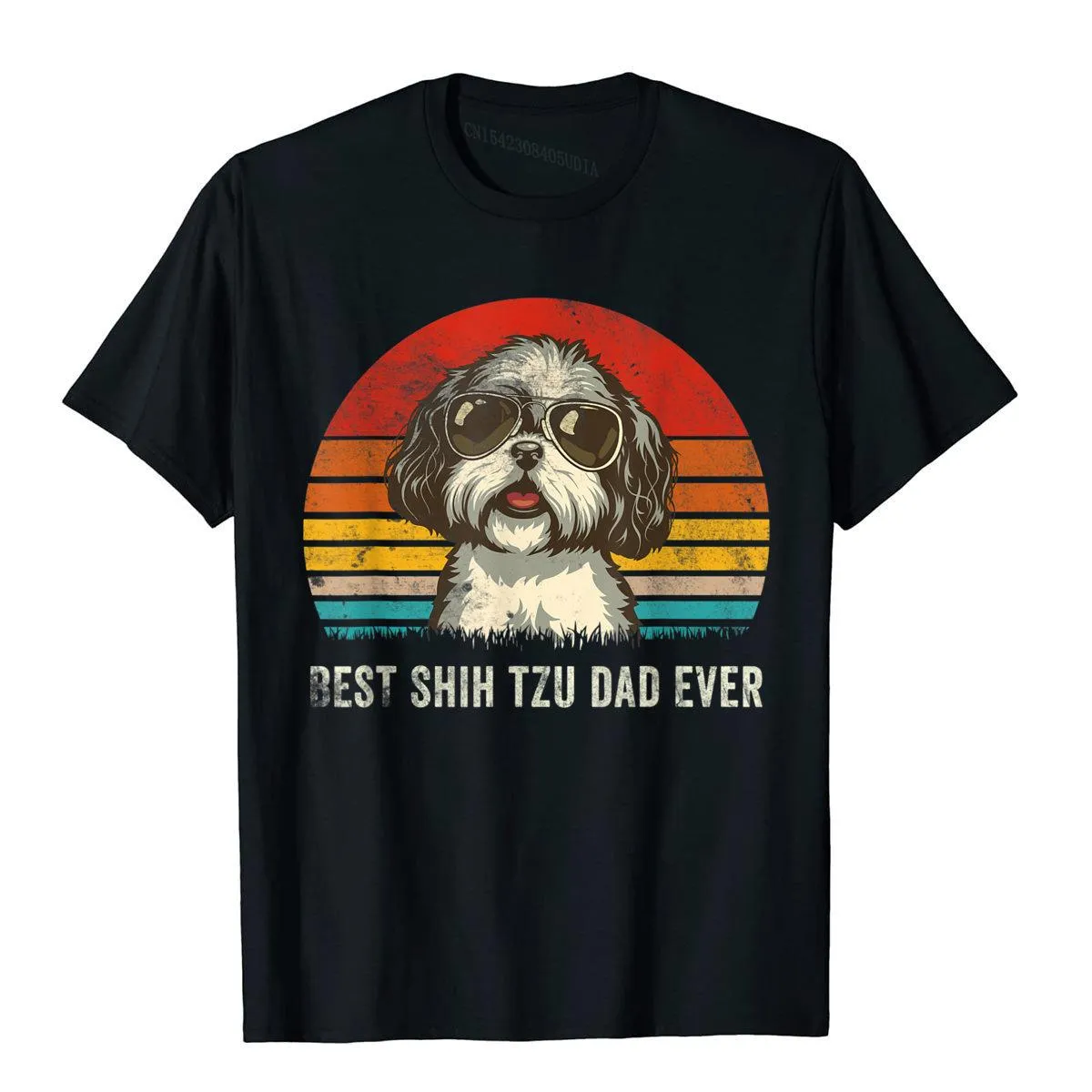 Men's Shih Tzu Dad Ever Funny Shih Tzu Dad Gift Dog Lover T-Shirt Tees Classic Camisas Hombre Cotton 3D Printed