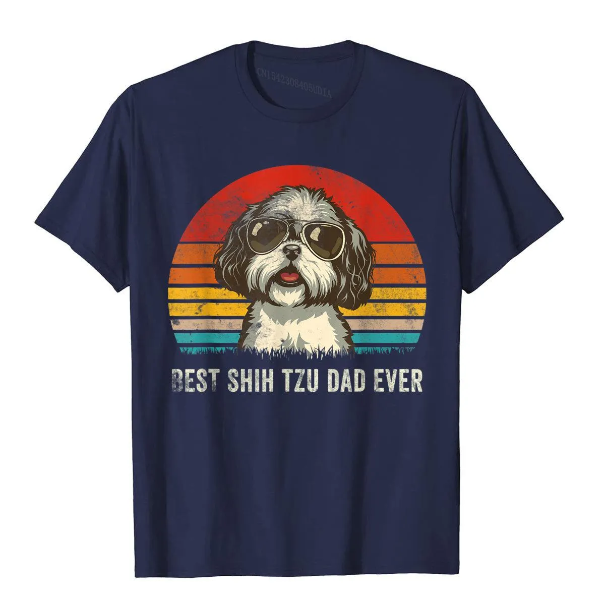 Men's Shih Tzu Dad Ever Funny Shih Tzu Dad Gift Dog Lover T-Shirt Tees Classic Camisas Hombre Cotton 3D Printed