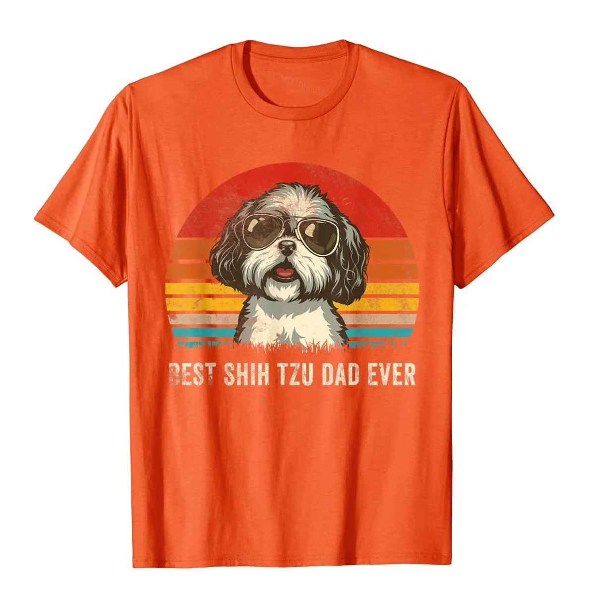 Men's Shih Tzu Dad Ever Funny Shih Tzu Dad Gift Dog Lover T-Shirt Tees Classic Camisas Hombre Cotton 3D Printed