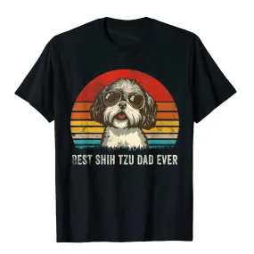 Men's Shih Tzu Dad Ever Funny Shih Tzu Dad Gift Dog Lover T-Shirt Tees Classic Camisas Hombre Cotton 3D Printed
