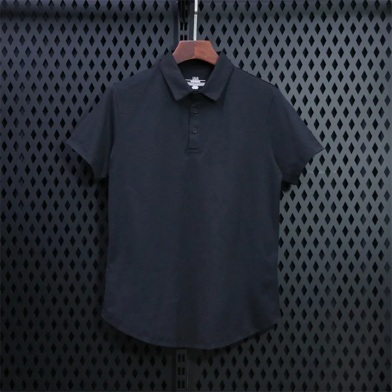 Mens Training Fitness Polo Shirts Quick Dry Basketball Short Sleeve Male Running Jogging T Stand collar Workout Gym Tees