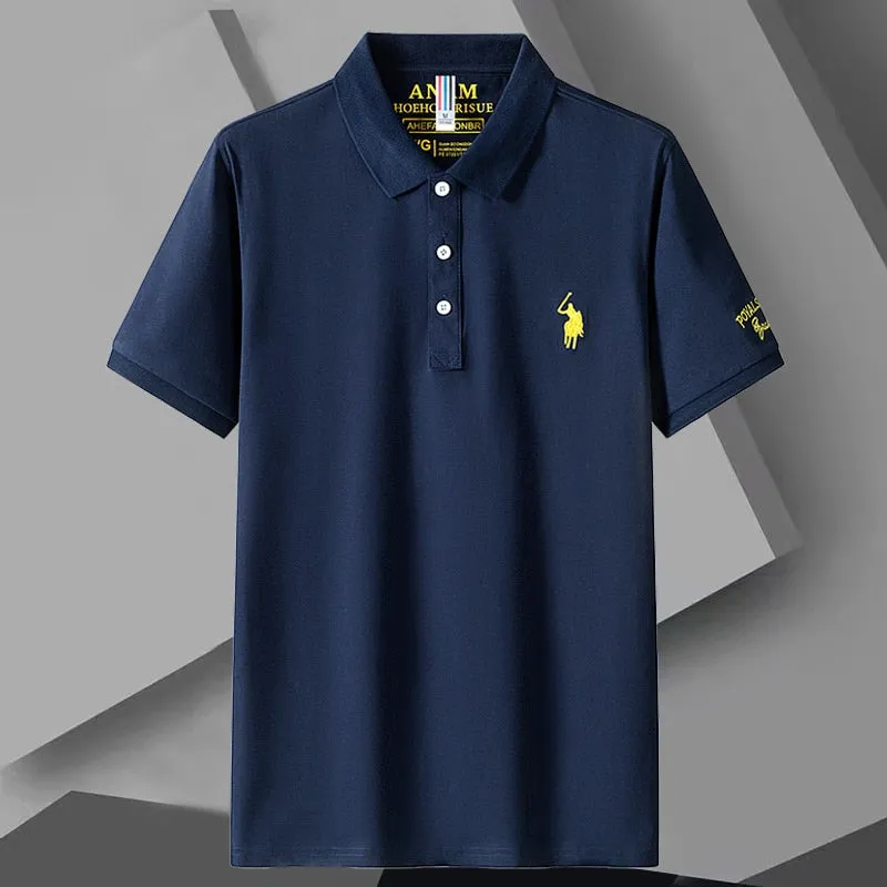 Polo T-Shirts Men's Clothing Casual Button Camisetas Tops Ropa Playeras Embroidery White Short Sleeve Tees