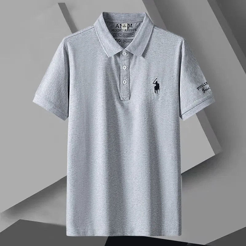 Polo T-Shirts Men's Clothing Casual Button Camisetas Tops Ropa Playeras Embroidery White Short Sleeve Tees