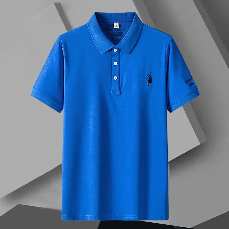 Polo T-Shirts Men's Clothing Casual Button Camisetas Tops Ropa Playeras Embroidery White Short Sleeve Tees