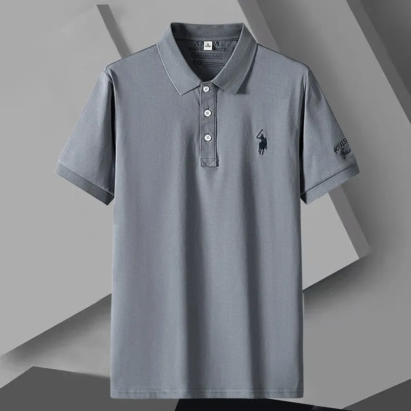 Polo T-Shirts Men's Clothing Casual Button Camisetas Tops Ropa Playeras Embroidery White Short Sleeve Tees