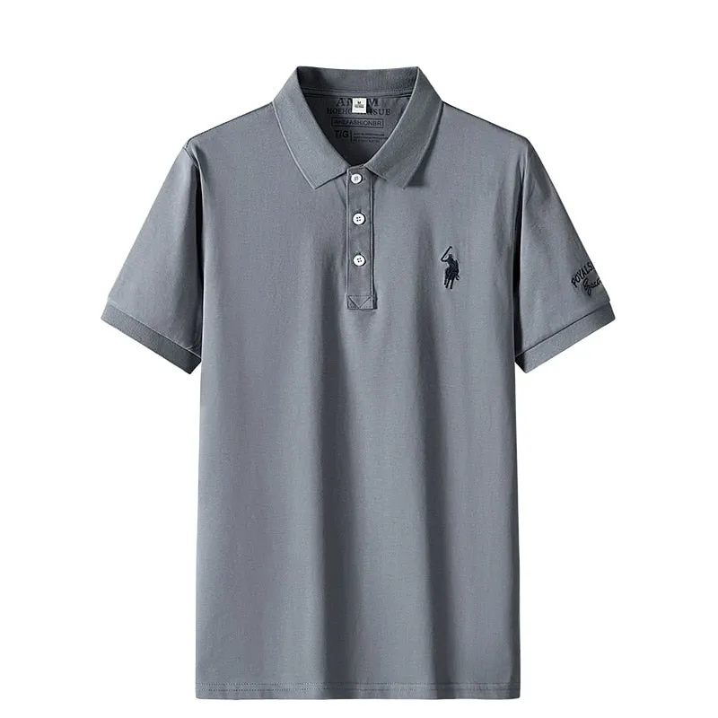 Polo T-Shirts Men's Clothing Casual Button Camisetas Tops Ropa Playeras Embroidery White Short Sleeve Tees