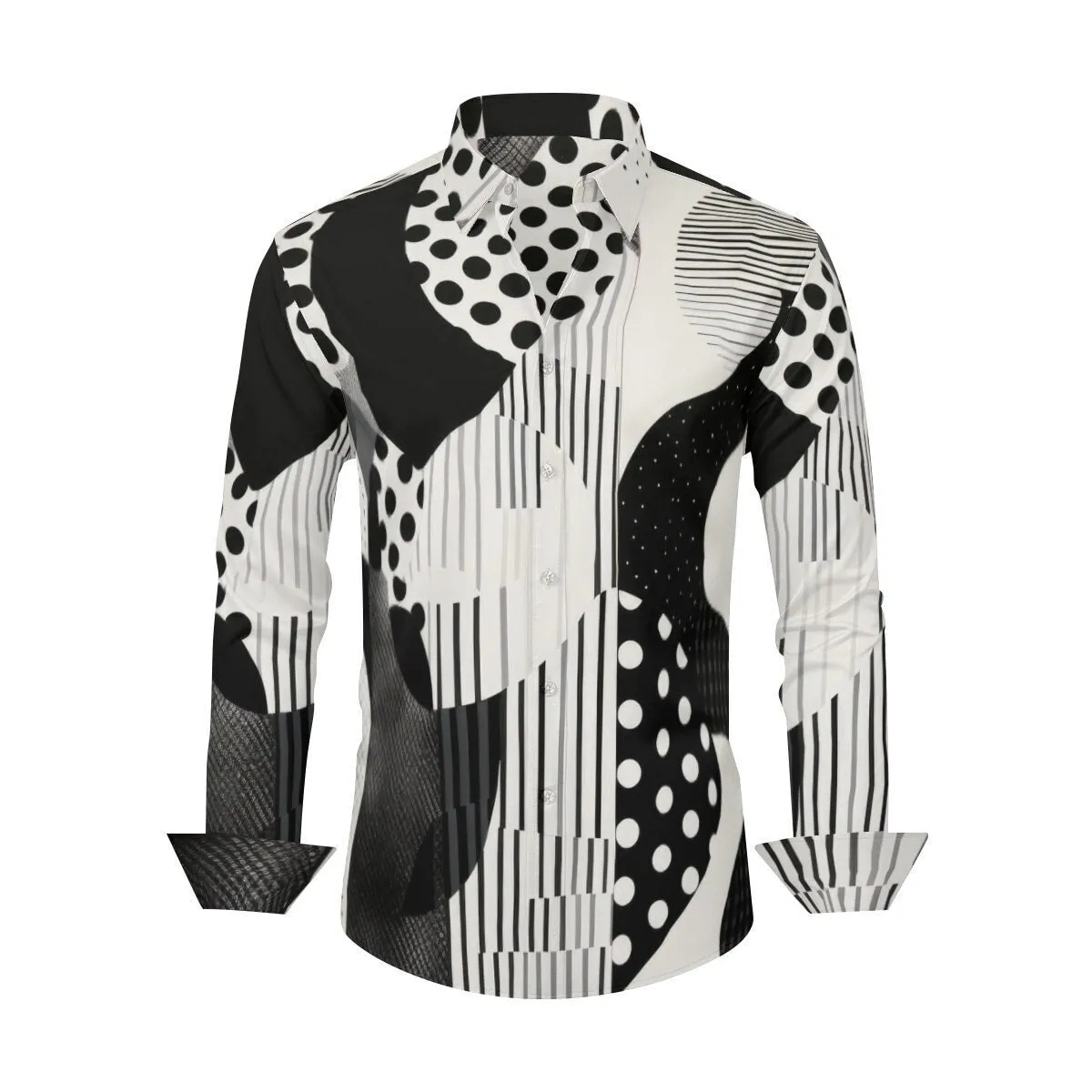 Retro Shirt Men, Op Art Shirt, Abstract Shirt Men, Geometric Black Shirt Men, 60s inspired shirt Men, 60s style shirt men,Mid Century Shirt
