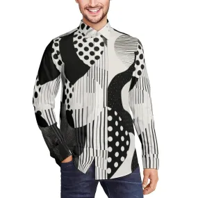 Retro Shirt Men, Op Art Shirt, Abstract Shirt Men, Geometric Black Shirt Men, 60s inspired shirt Men, 60s style shirt men,Mid Century Shirt