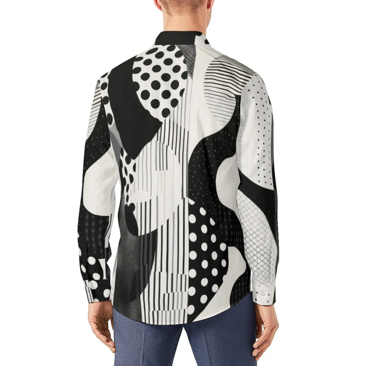 Retro Shirt Men, Op Art Shirt, Abstract Shirt Men, Geometric Black Shirt Men, 60s inspired shirt Men, 60s style shirt men,Mid Century Shirt