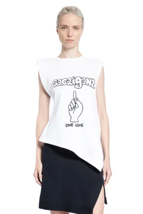 SACAI WOMAN WHITE T-SHIRTS & TANK TOPS