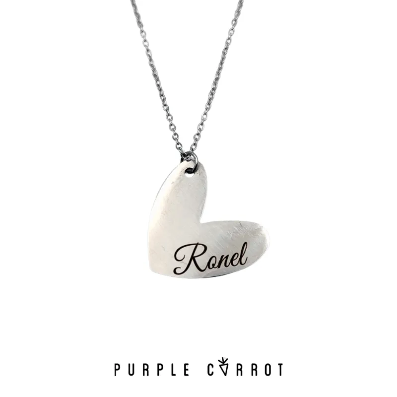 Skew heart Necklace with a 55cm chain
