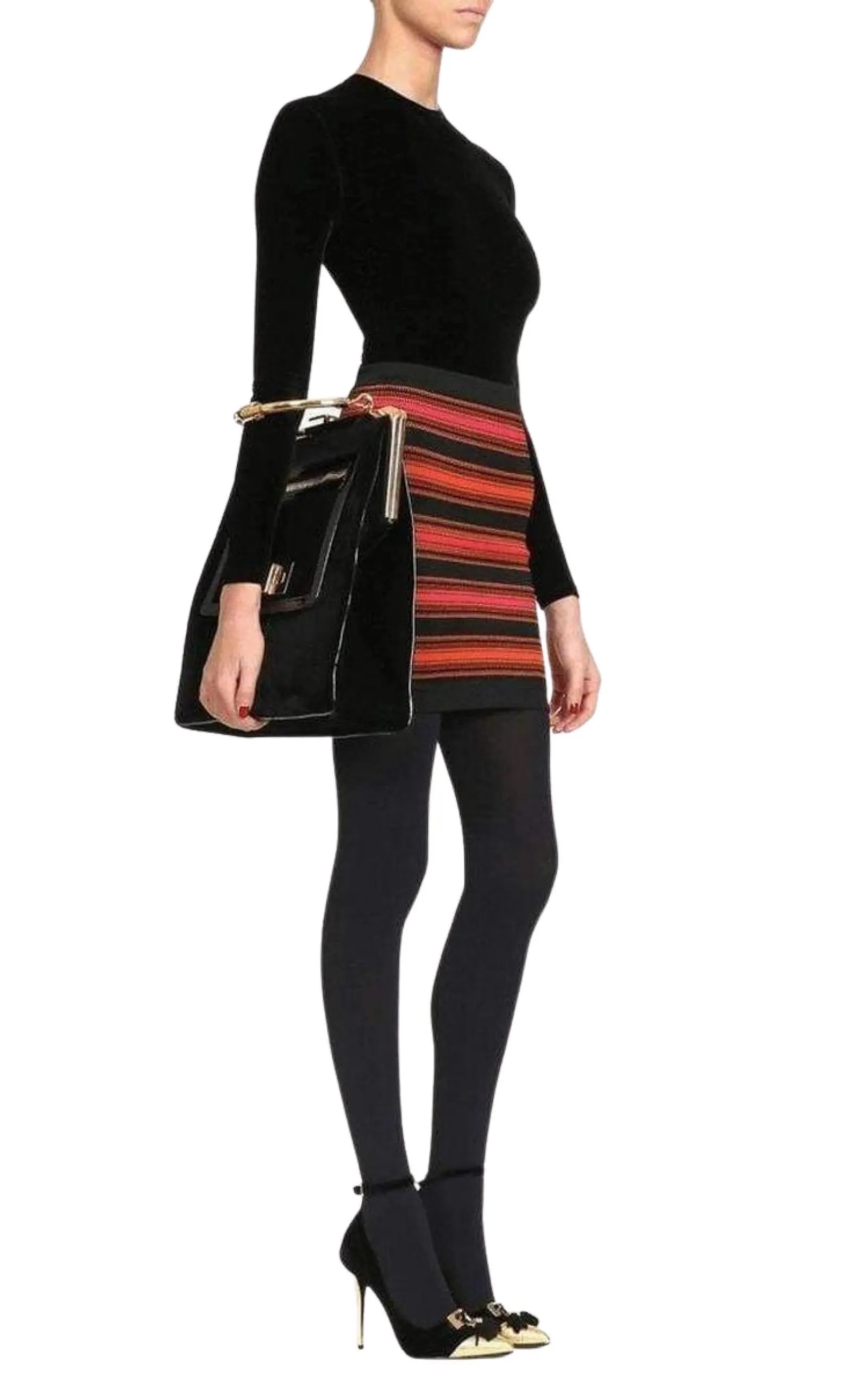Striped Stretch-Knit Mini Skirt
