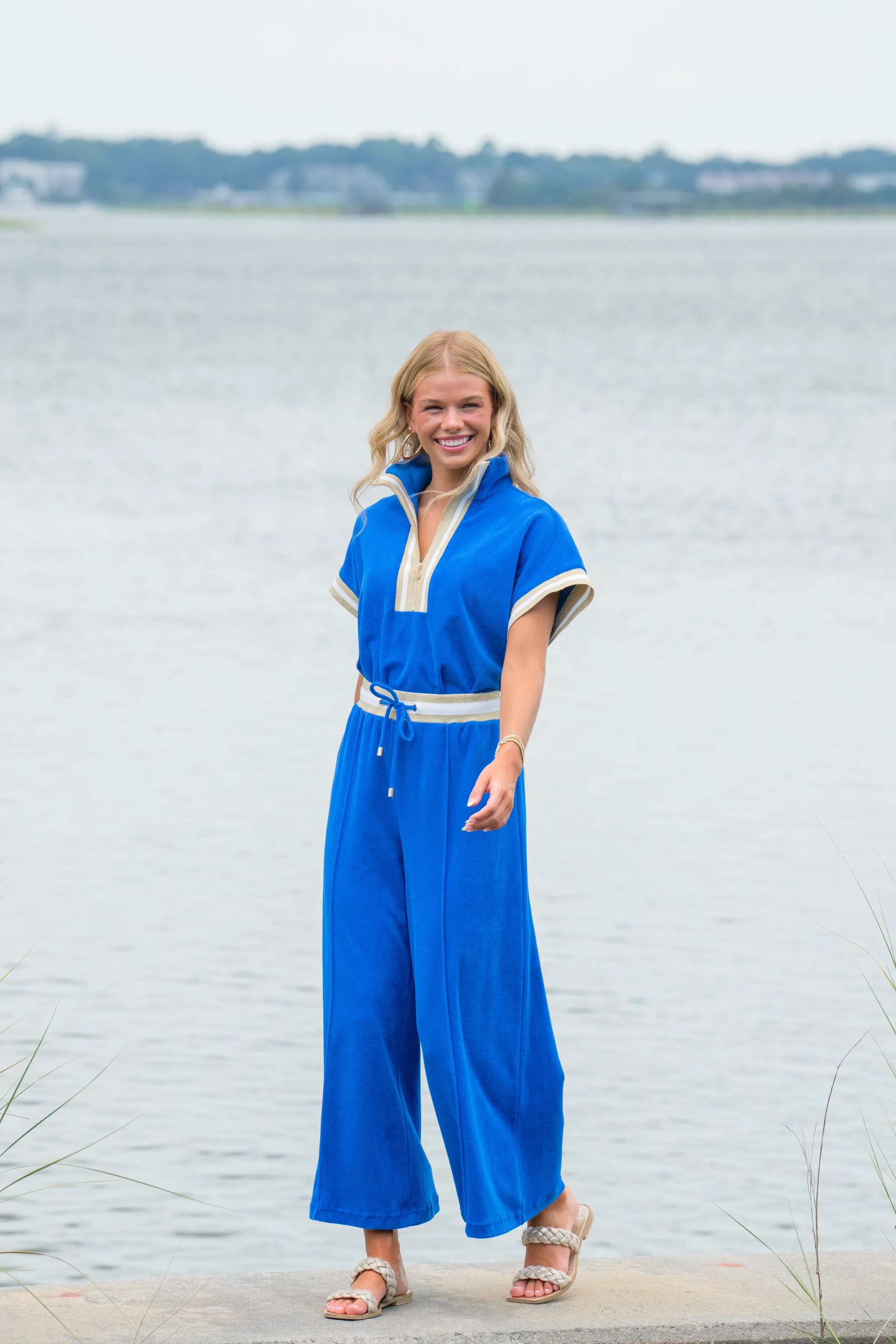Teddy Crop Trouser - Marine Terry