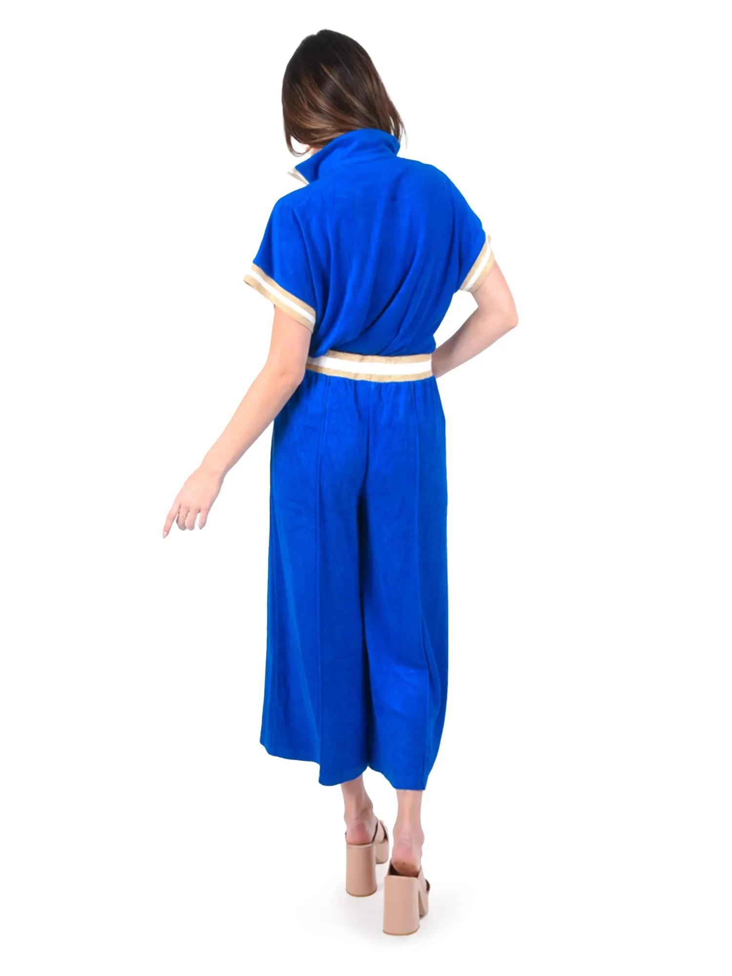 Teddy Crop Trouser - Marine Terry