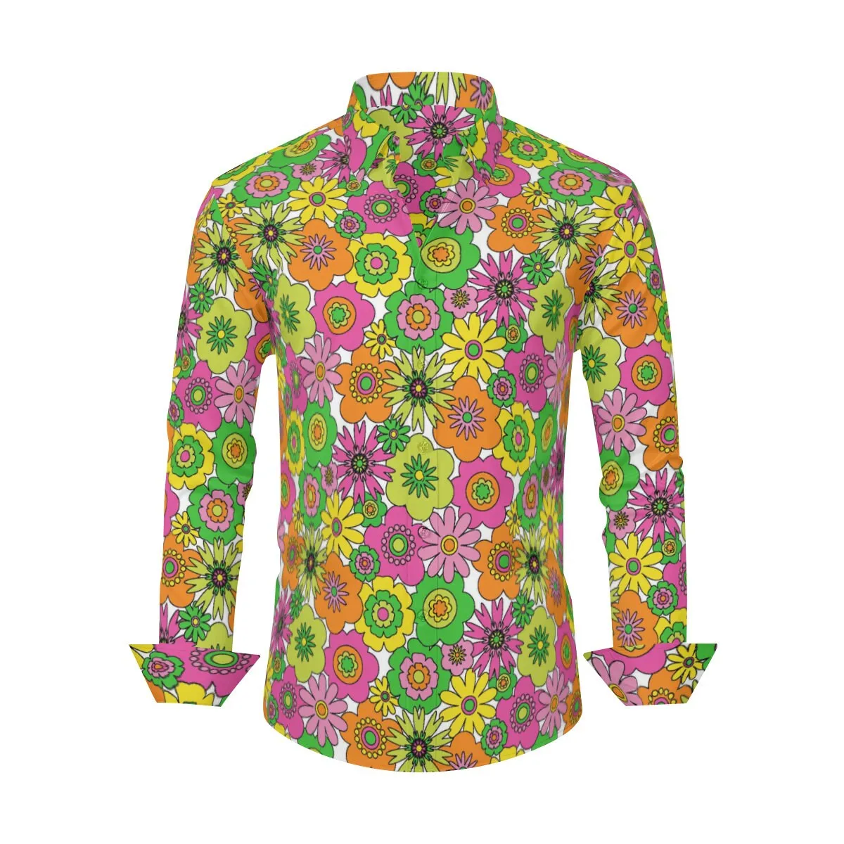Vintage 70s style shirt, Retro Shirt Men, Hippie Shirt Men,Neon Shirt,Men's Floral shirt, 70s Shirt Men,70s inspired shirt,Men's dress shirt