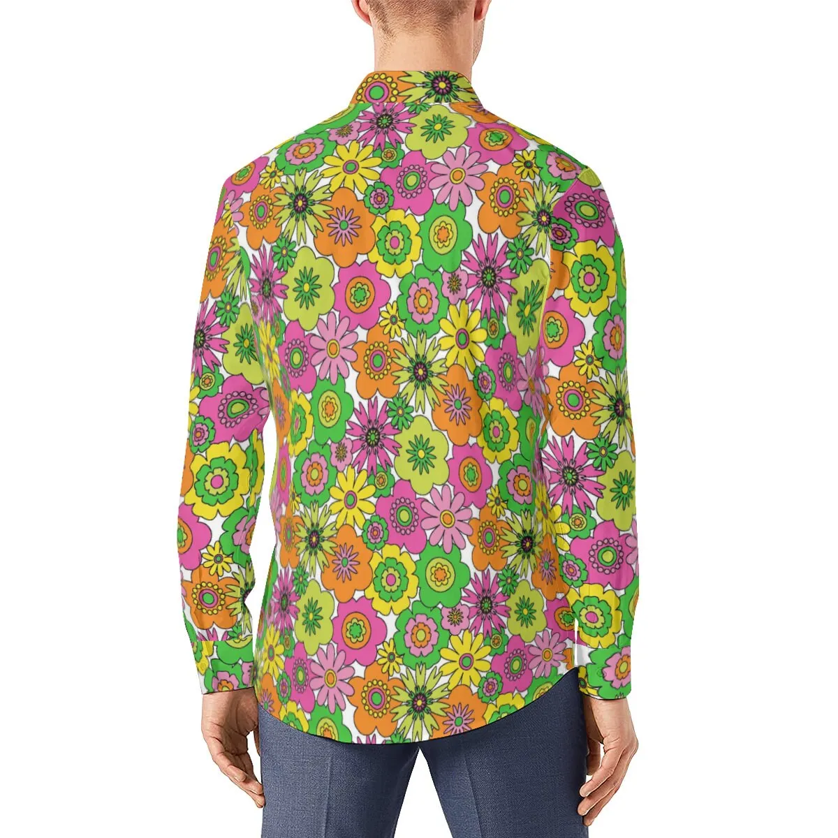 Vintage 70s style shirt, Retro Shirt Men, Hippie Shirt Men,Neon Shirt,Men's Floral shirt, 70s Shirt Men,70s inspired shirt,Men's dress shirt