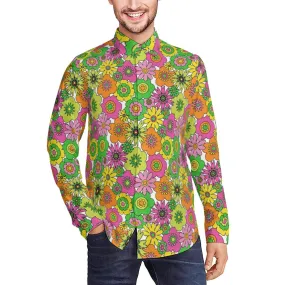 Vintage 70s style shirt, Retro Shirt Men, Hippie Shirt Men,Neon Shirt,Men's Floral shirt, 70s Shirt Men,70s inspired shirt,Men's dress shirt