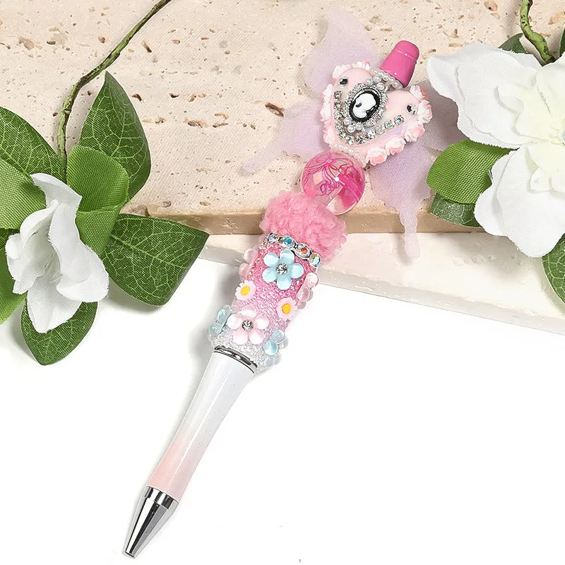 Wholesale 100pcs Diy Cartoon High Transparent Princess Ribbon Bow Print Straight Hole Acrylic Beads